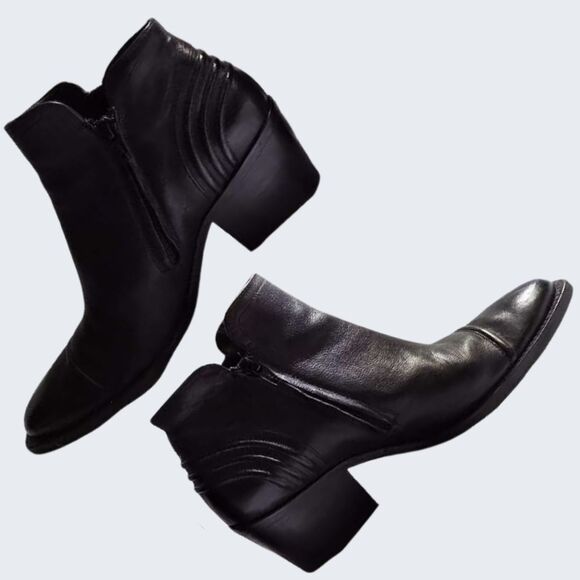 Paul Green Ankle Booties Boots Leather Black Heel Diandra Western 7.5 US / 5 UK - Picture 6 of 11